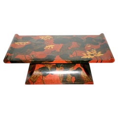 Vintage Midcentury Painted Lotus Coffee Table