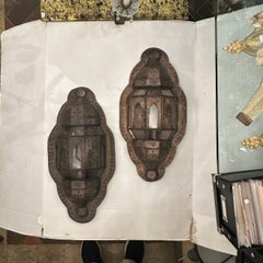 Pair of Vintage Moroccan Tole Lantern Sconces