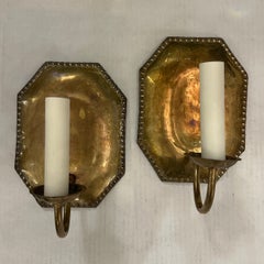 Pair of French Neoclassic Brass Sconces with Single Light