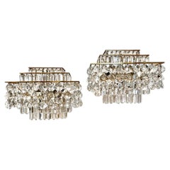 Pair of Vintage French Horizontal Crystal Sconces