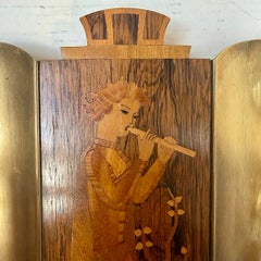 Pair of Vintage Art Deco Marquetry Wood Sconces