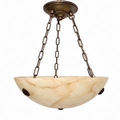 Lampada vintage in alabastro con finiture in bronzo