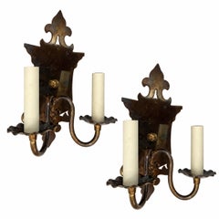 Set of 8 Vintage Dutch Bronze Sconces. Sold in Pairs