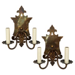 Set of 8 Vintage Dutch Bronze Sconces. Sold in Pairs