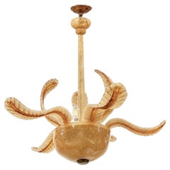 Vintage Amber Murano Chandelier with Leaves