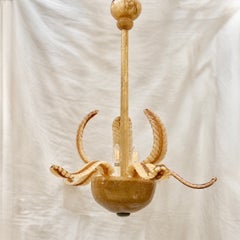 Vintage Amber Murano Chandelier with Leaves