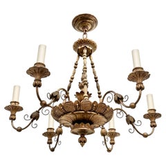 Antique Gilt Wood Neoclassic Chandelier