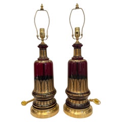 Pair of Vintage Ruby Red French Lamps