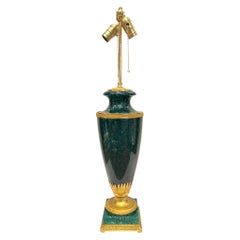 A Vintage Faux Malachite Green Table Lamp