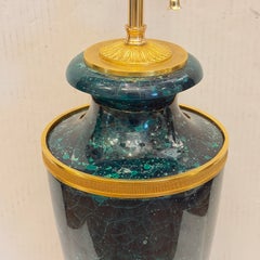 A Vintage Faux Malachite Green Table Lamp