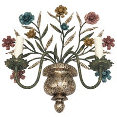 Pair of Vintage Venetian Painted Tole Sconces
