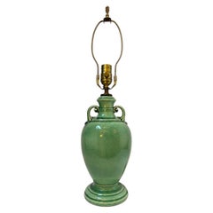 Vintage Green American Porcelain Neoclassic Lamp