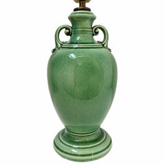 Vintage Green American Porcelain Neoclassic Lamp