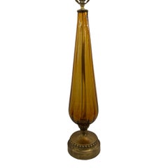 Vintage Amber Blown Murano Glass Lamp