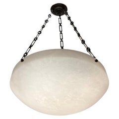 Set of 3 White Carved Alabaster Light Fixtures. Sold Individually