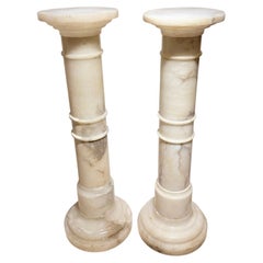 Pair of Vintage Alabaster Pedestal Columns