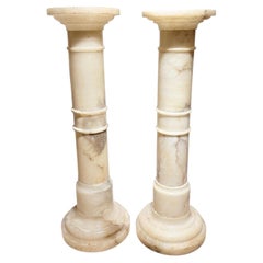 Pair of Vintage Alabaster Pedestal Columns
