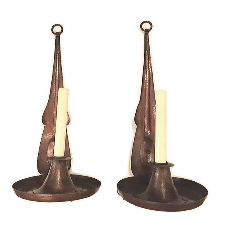 American Set of Arts & Crafts Copper Sconces, Sold Per Pair For Sale
