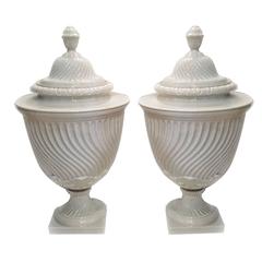 Pair of Italian Porcelain Urns