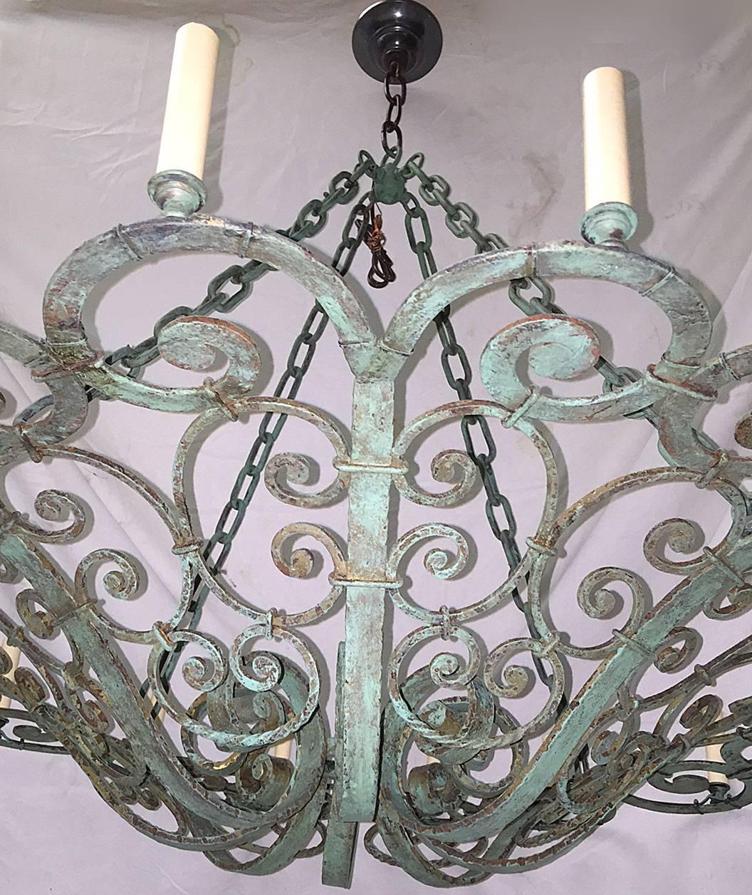 French Wrought Iron Chandelier In Good Condition In New York, NY