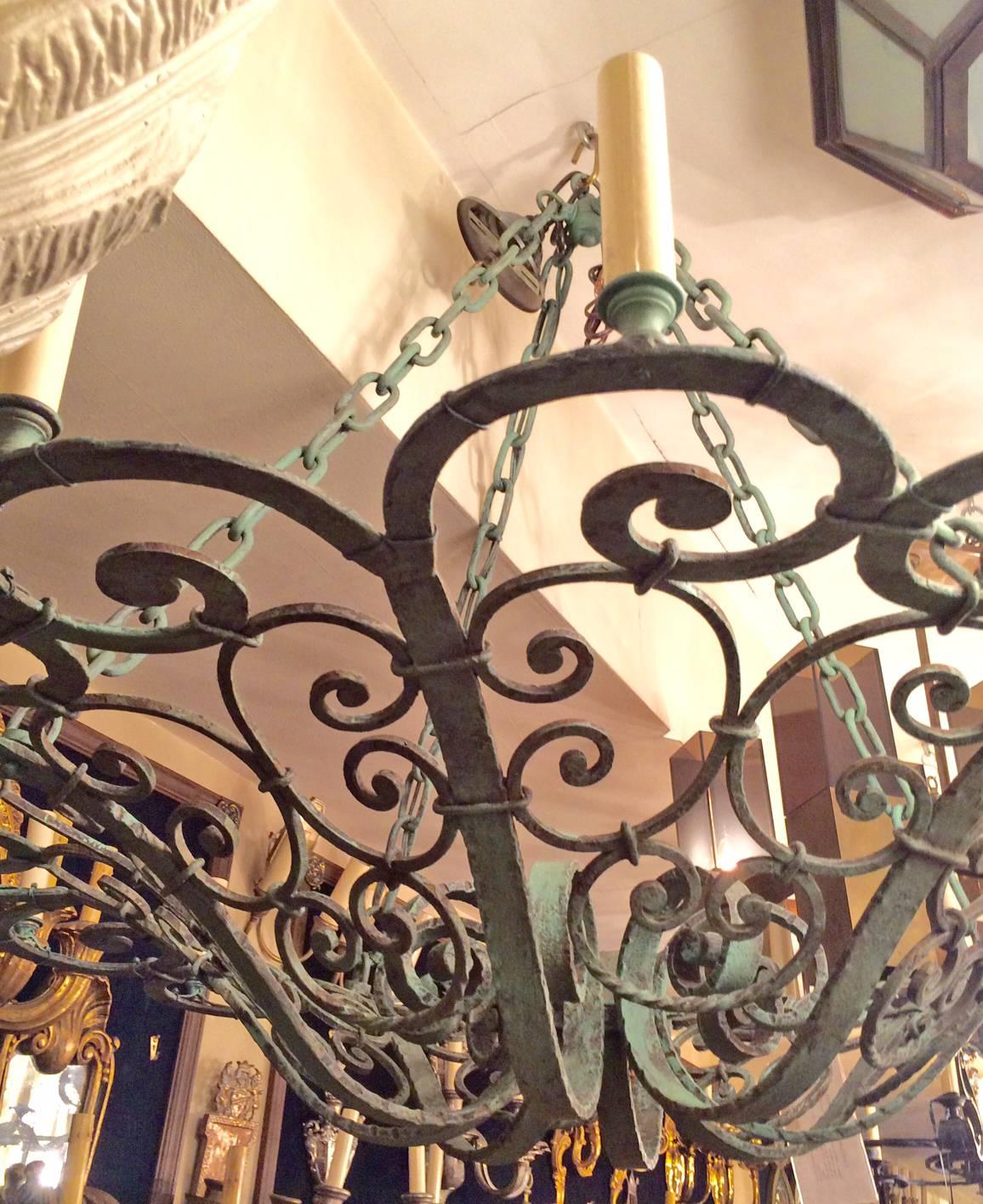 Early 20th Century French Wrought Iron Chandelier