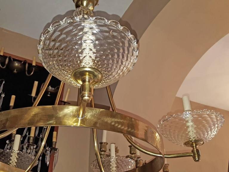 Gilt Chandelier with Murano Glass Bobeches For Sale at 1stDibs