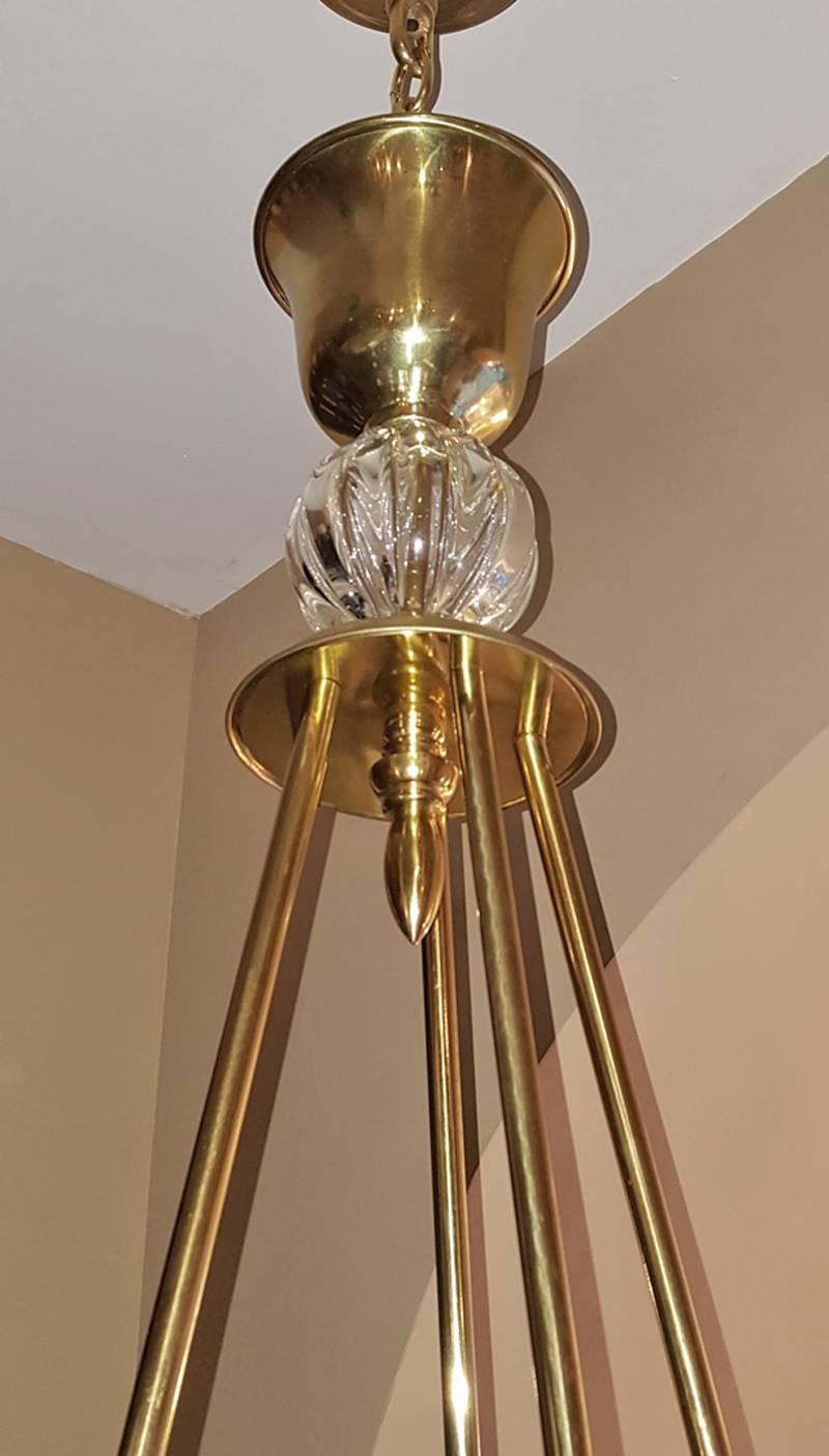 Gilt Chandelier with Murano Glass Bobeches For Sale at 1stDibs