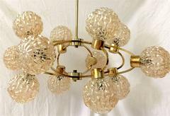 Light Fixture with Light Amber Glass Globes
