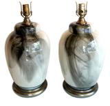 Pair of "Smoke" Glass Table Lamps