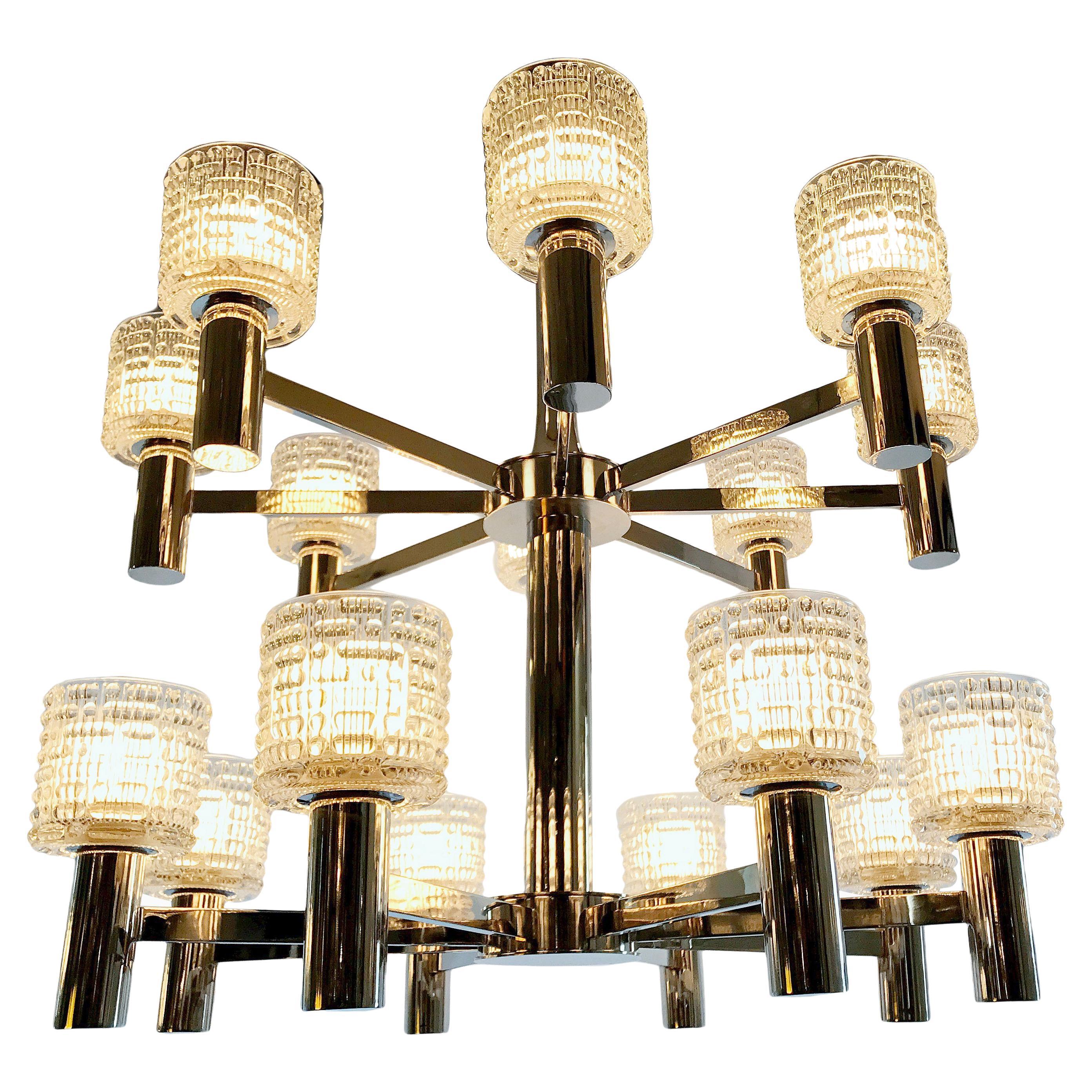 Moderne Style Double-Tiered Chandelier For Sale