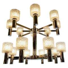 Vintage Moderne Style Double-Tiered Chandelier