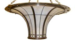 English Large Leaded Glass Light Fixture