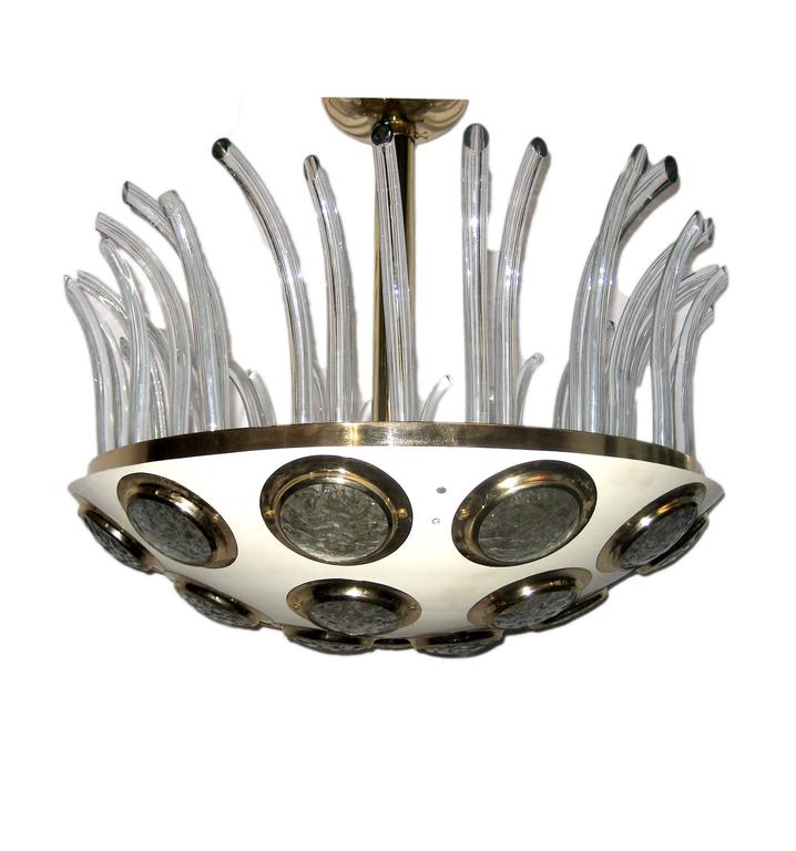 Moderne Italian Light Fixture with Glass Insets For Sale at 1stDibs