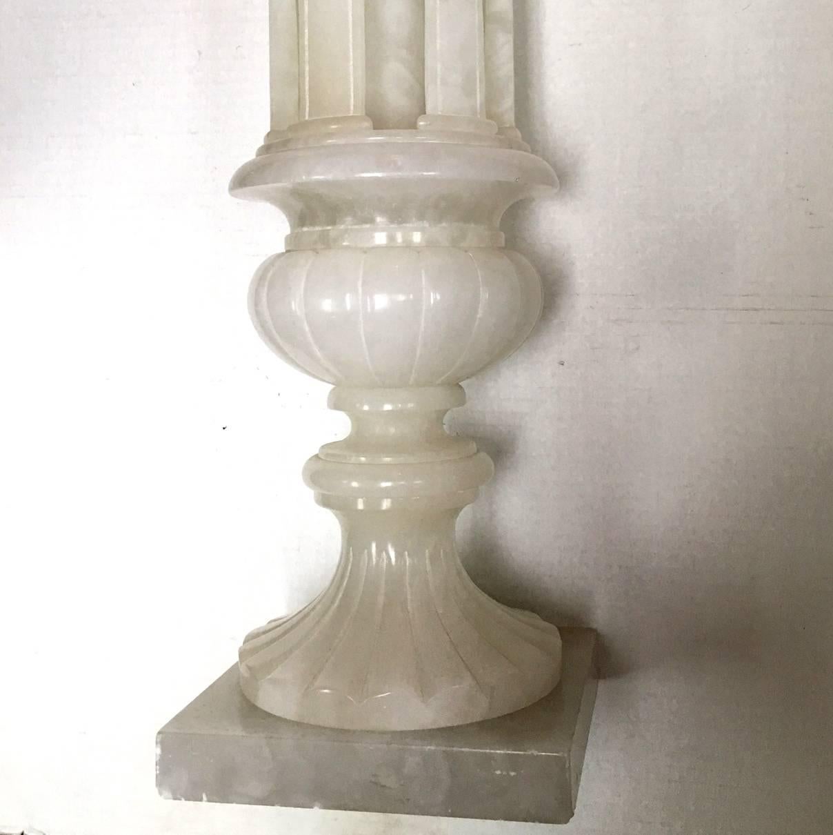 Italian Large Alabaster Table Lamp For Sale