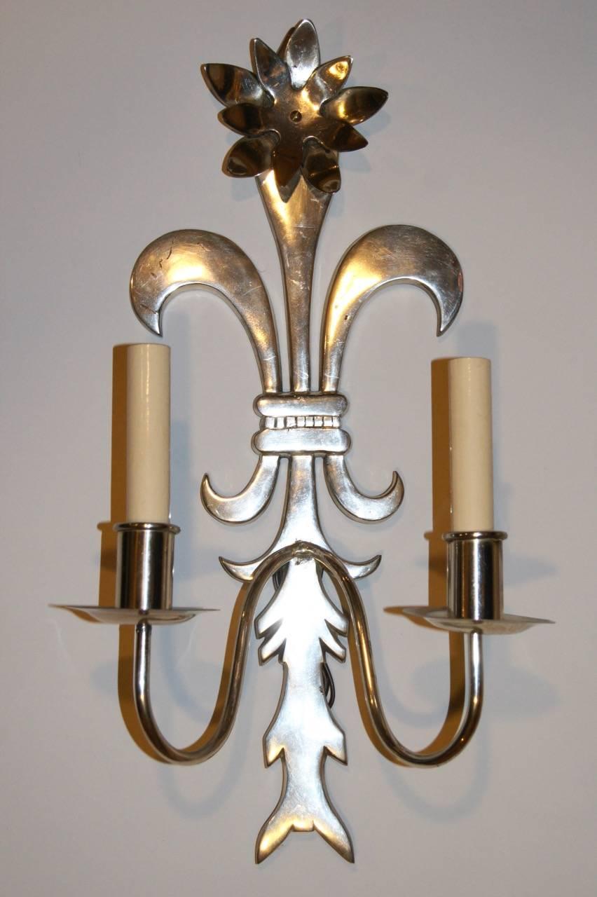 Italian Set of Silver Plated Sconces For Sale