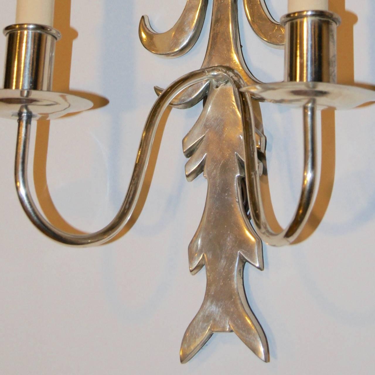 Set of Silver Plated Sconces In Excellent Condition For Sale In New York, NY
