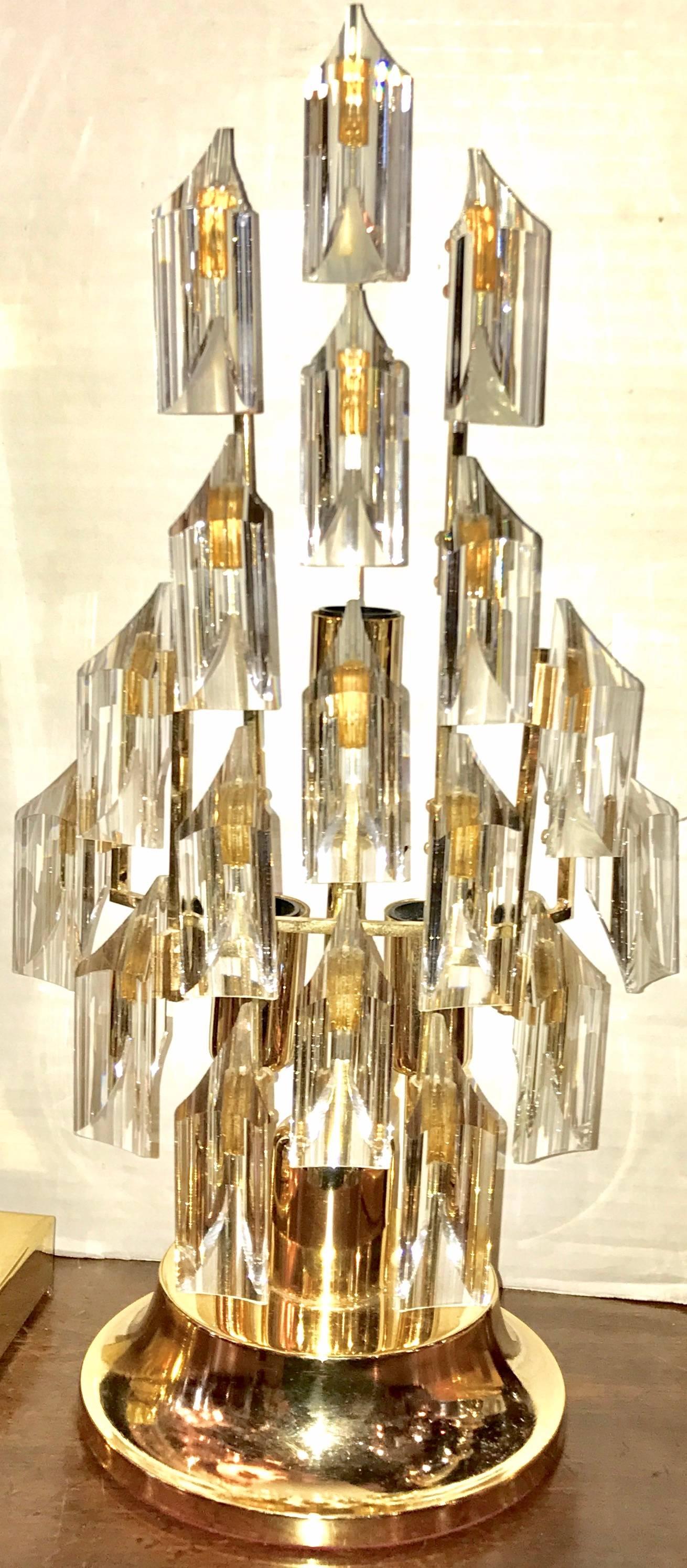 Pair of Moderne Crystal Lamps For Sale 2