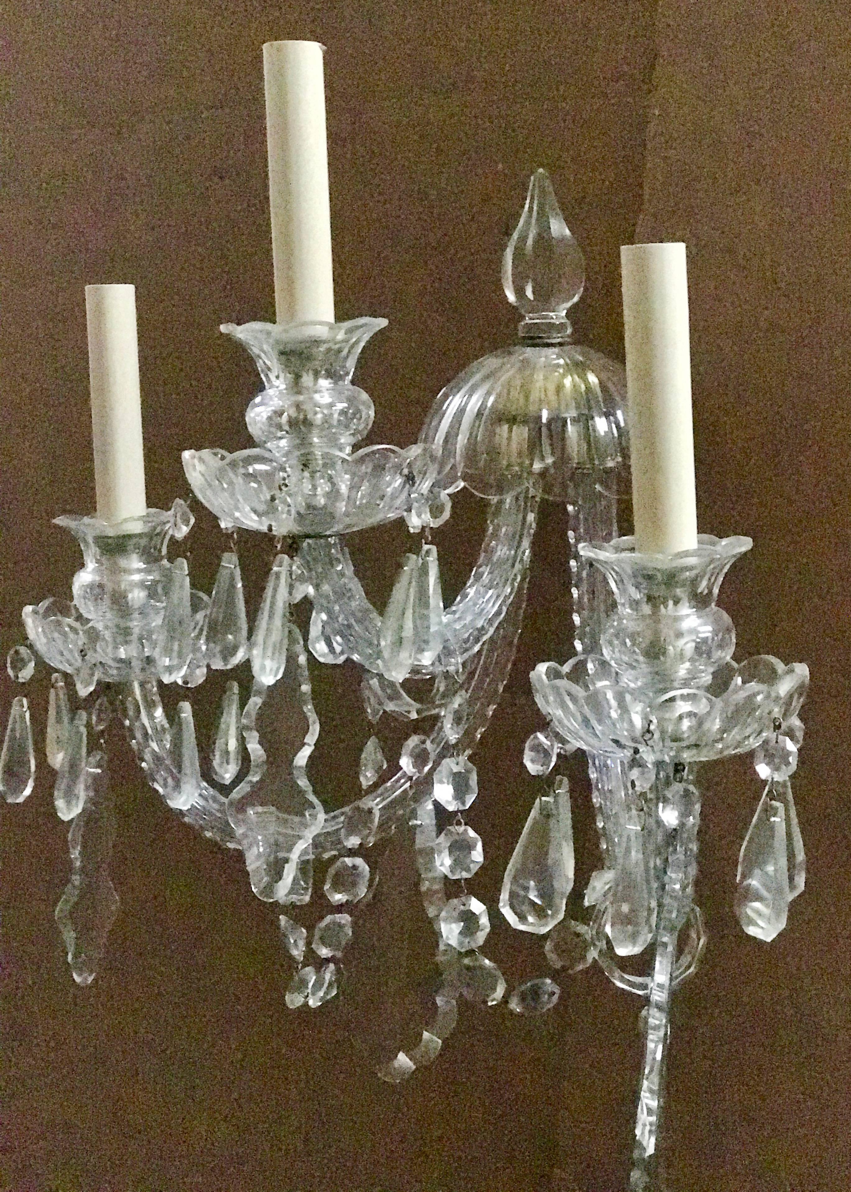 English Cut Crystal Sconces In Excellent Condition For Sale In New York, NY