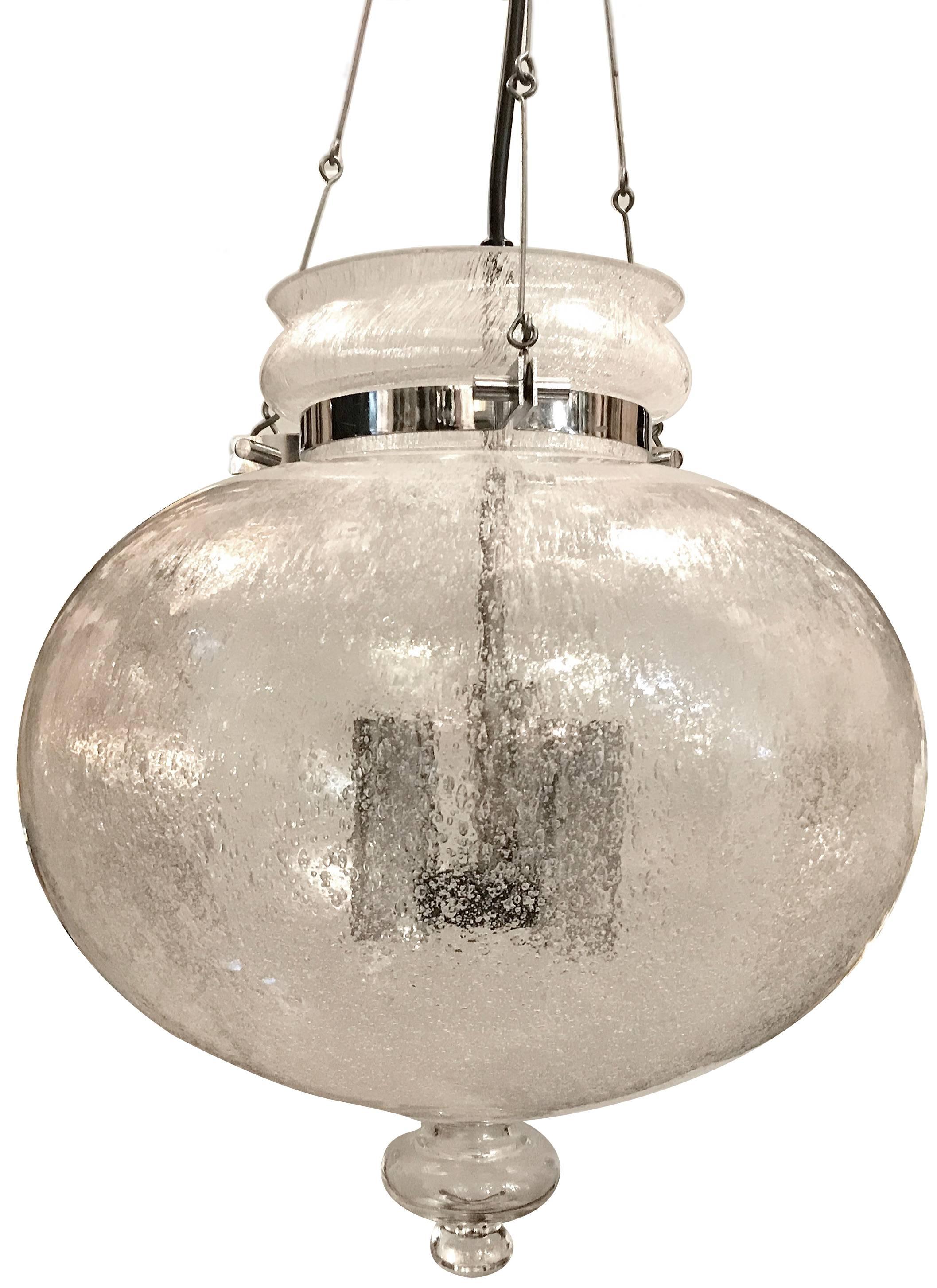 Italian Pair of Moderne Glass Lantern, Sold Individually For Sale