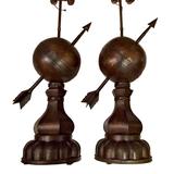 Pair of Large Armillary Globe Lamps