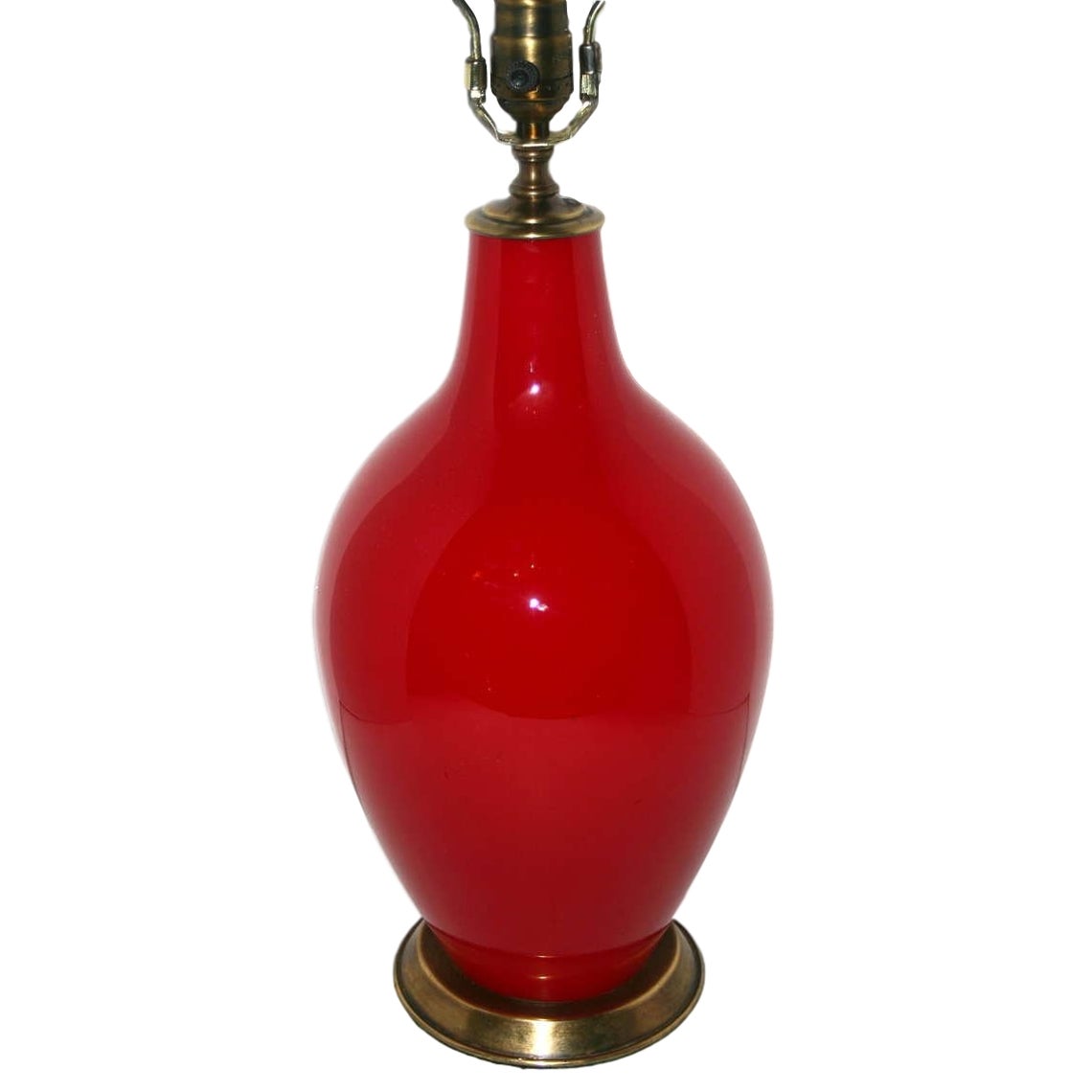 Pair of 1930s RubyRed Blown Glass Lamps For Sale at 1stDibs