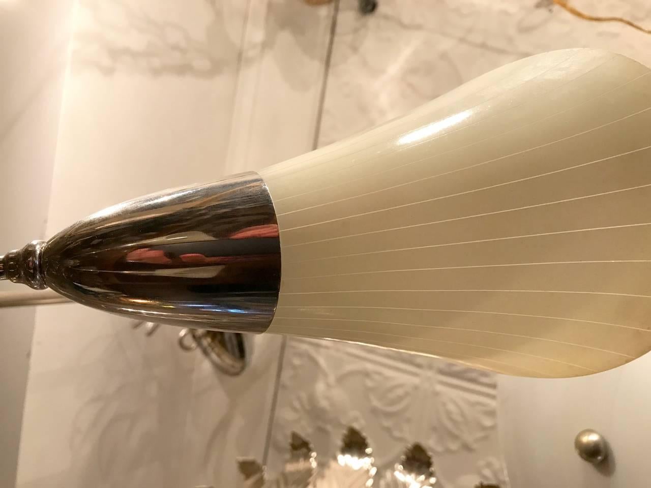 Large Moderne Nickel-Plated 'Calla Lily' Chandelier In Excellent Condition For Sale In New York, NY