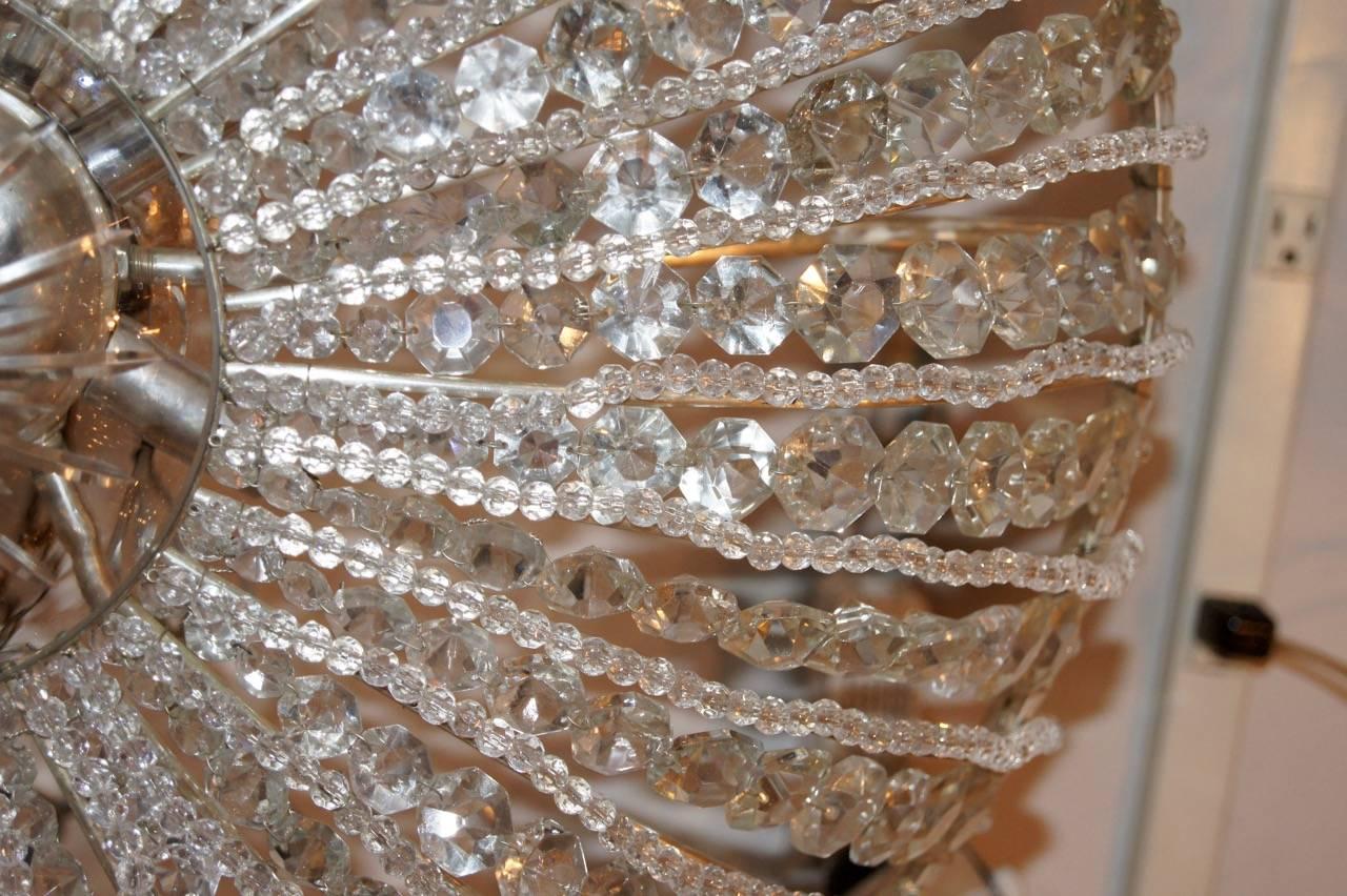 French Pair of Beaded Crystal Light Fixtures, Sold Individually For Sale