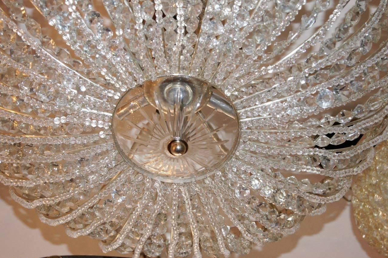 Pair of Beaded Crystal Light Fixtures, Sold Individually In Excellent Condition For Sale In New York, NY