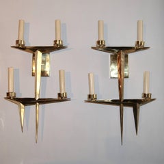Pair of Four-Light Moderne Sconces