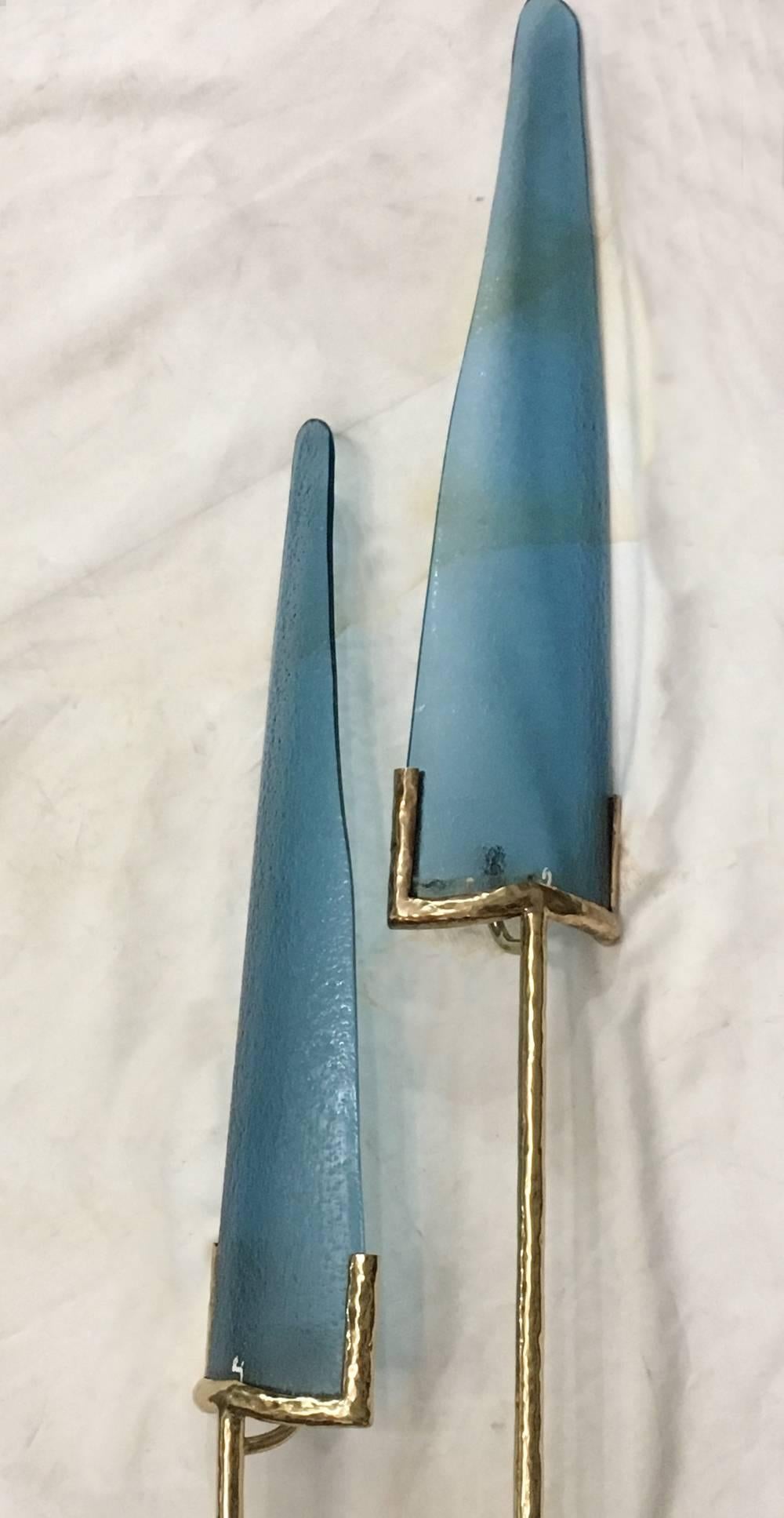 Pair of Large Moderne Sconces In Excellent Condition For Sale In New York, NY