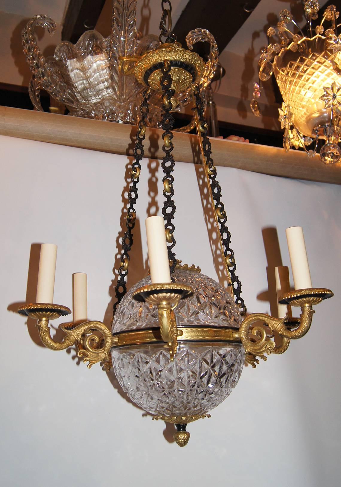 Gilt French Crystal Empire Chandelier For Sale