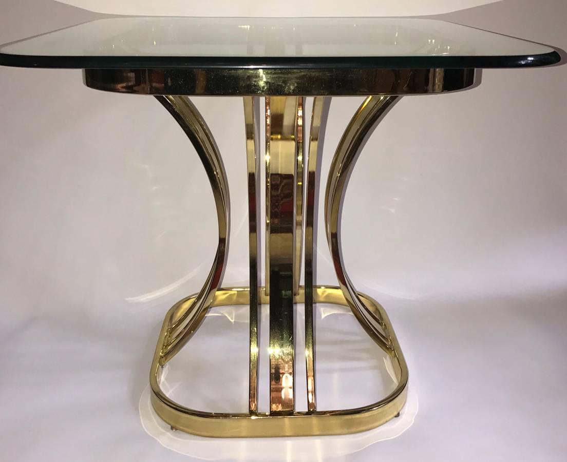 Mid-20th Century Pair of Moderne Gilt Side Tables For Sale