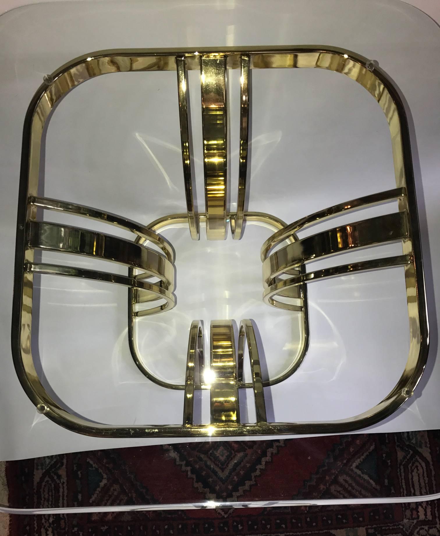 Metal Pair of Moderne Gilt Side Tables For Sale