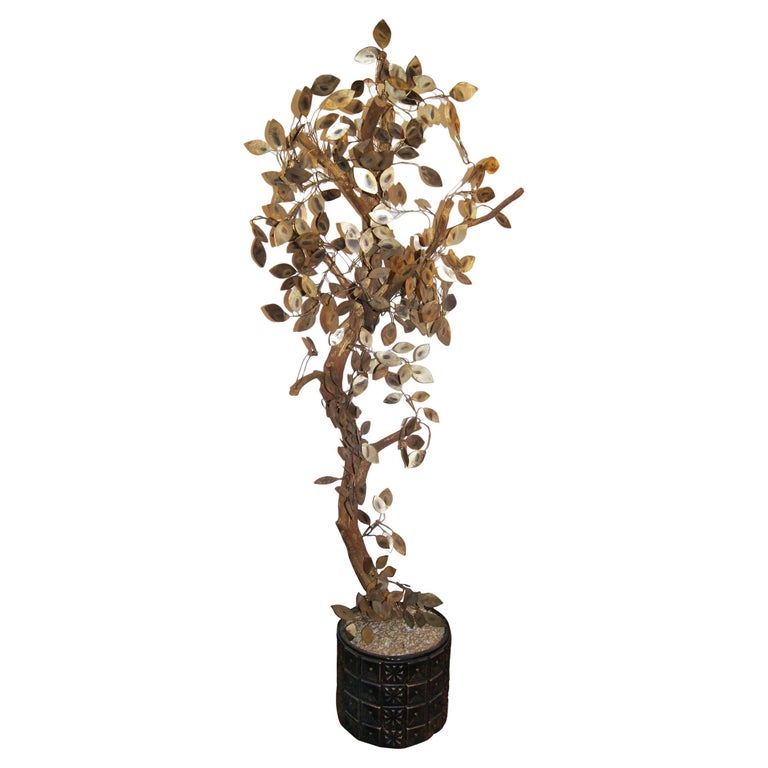 Vintage Hammered Metal Tree For Sale at 1stDibs